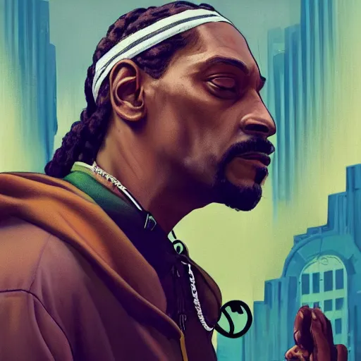 Prompt: Snoop Dog loading screen for Grand Theft Auto 5, intricate, highly detailed, digital painting, artstation, concept art, sharp focus, illustration, art by greg rutkowski and alphonse mucha