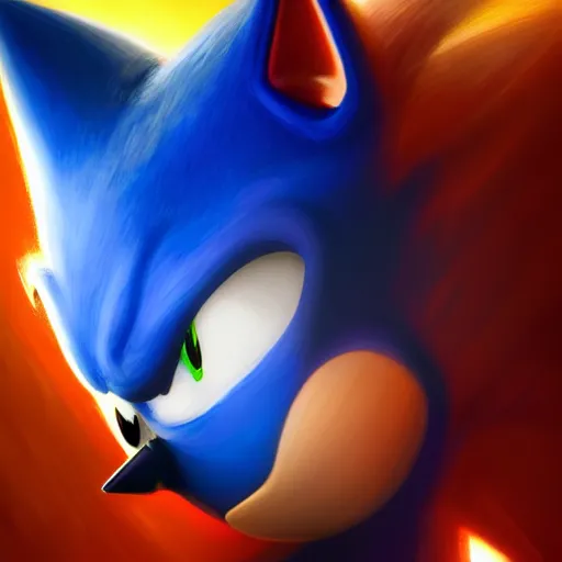 Image similar to perfectly - centered close - up face - portrait of evil sonic, intricate, elegant, super highly detailed, professional digital painting, artstation, concept art, smooth, sharp focus, no blur, no dof, extreme illustration, unreal engine 5, 8 k, by anne stokes