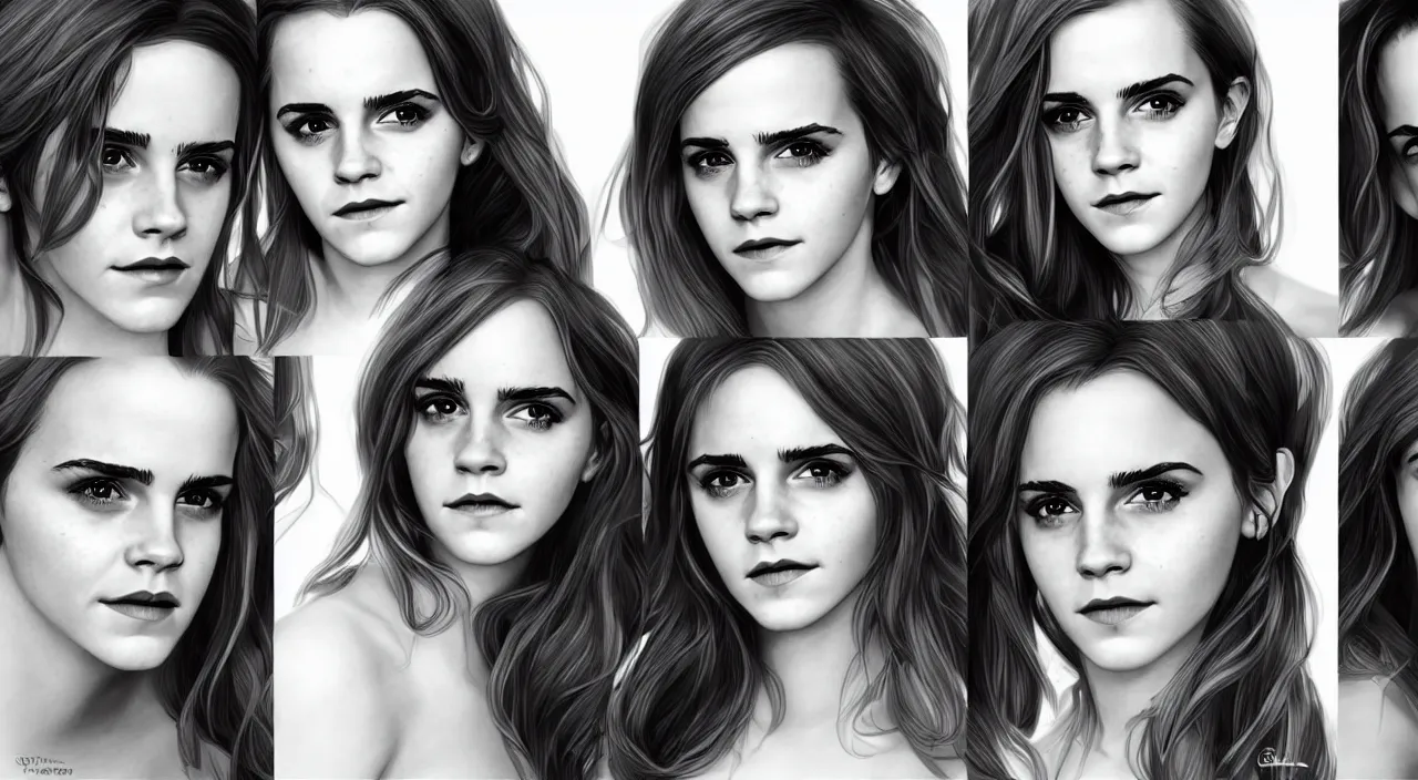 Prompt: 3 consecutive portraits of emma watson as a mermaid, by artgerm