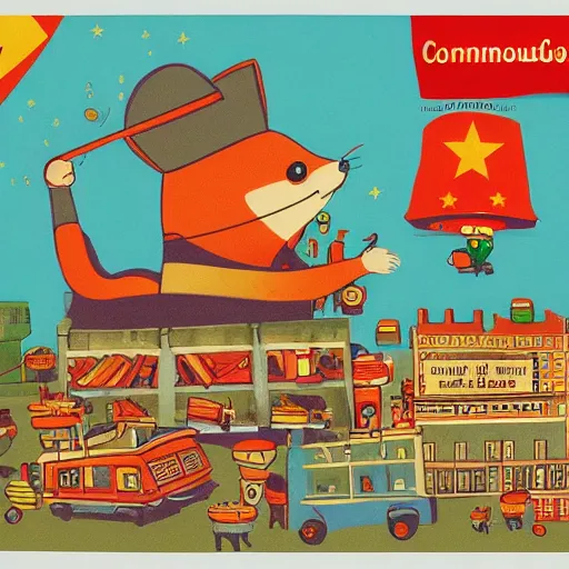 Prompt: communist revolution by richard scarry, detailed, soft gentle colors