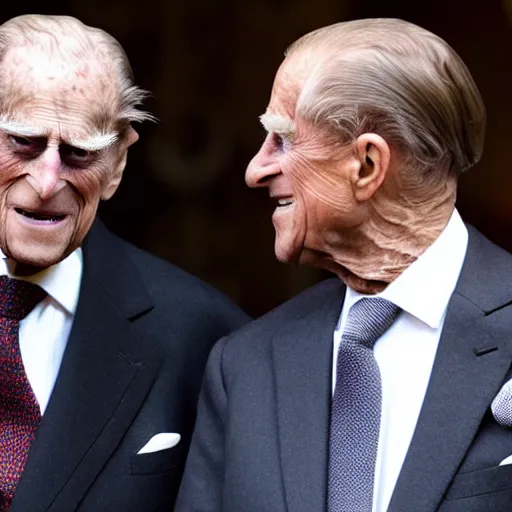 Image similar to prince philip meets kanye west