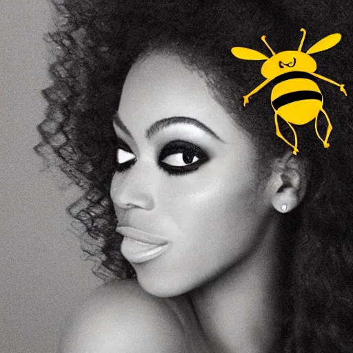 Prompt: a bee with the face of beyonce