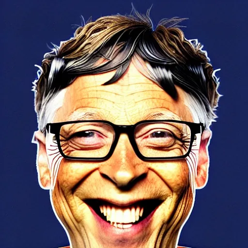 Image similar to bill gates laughing in apple costume, digital illustration by ruan jia on artstation, outlined by whirling illuminated neon lines and fine lines swirling in circles by jesper ejsing and rhads and makoto and shinkai and lois van baarle, digital art, trending on artstation - h 8 3 2