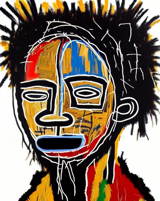 Image similar to A extremely highly detailed majestic hi-res beautiful immaculate head and shoulders award winning painting masterpiece of the face of a strong black african man by Jean-Michel Basquiat, 8k, high textures, hyper sharp, insanely detailed and intricate, super detailed, 8k HDR high quality