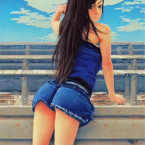 Image similar to anime mila kunis by by Hasui Kawase by Richard Schmid on canvas