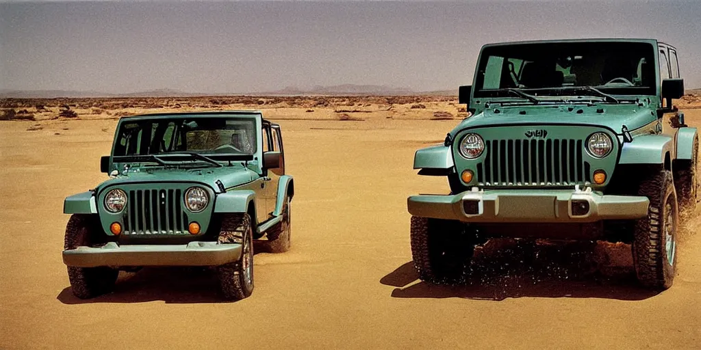 Prompt: Jeep Wrangler, Painting, Ernst Haas