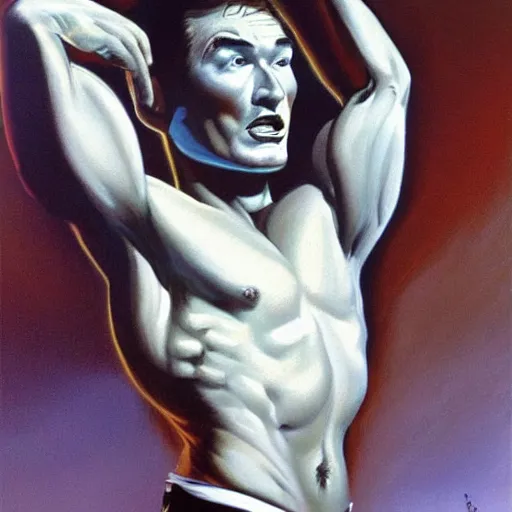 Prompt: conan o'brien painted by boris vallejo