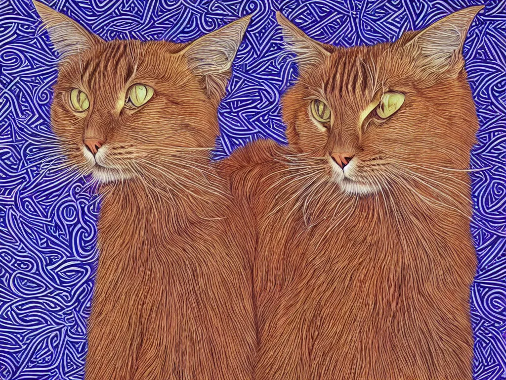 Prompt: a Somali cat peinted by Alex Grey