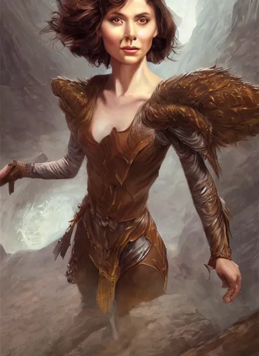 Prompt: queen Russian Sorcerous, short brown hair, pixie cut, mischievous, flying over a pit, flying over a chasm, flying, Ivan Aivakovsky, Boris Vallejo, epic fantasy character art, D&D Concept Art, full length, Realistic, Regal, Refined, Detailed Digital Art, Oil Paining, Exquisite detail, post-processing, masterpiece, Cinematic Lighting, Unreal Engine, 8k, HD, Stanley Artgerm Lau, WLOP, Rossdraws, Frank Frazetta, Andrei Riabovitchev, Marc Simonetti, trending on artstation, artbreeder, flawless