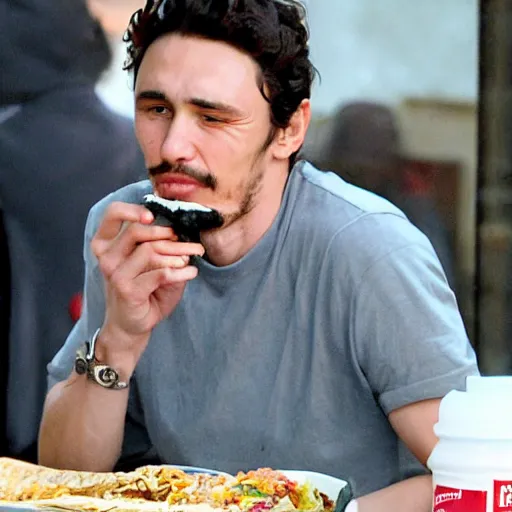 Prompt: James Franco eating a burrito