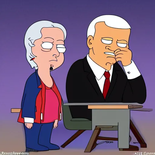 Image similar to Joe Biden as a Family Guy character drawing