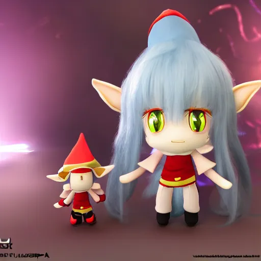 Prompt: cute fumo plush of an elven sapper with a glowing magical explosive, mage engineer, anime girl, vray