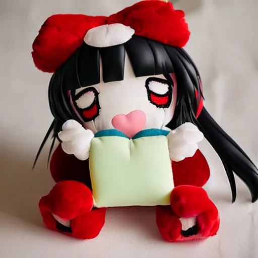 Prompt: cute fumo plush of a girl who loves eating cookies