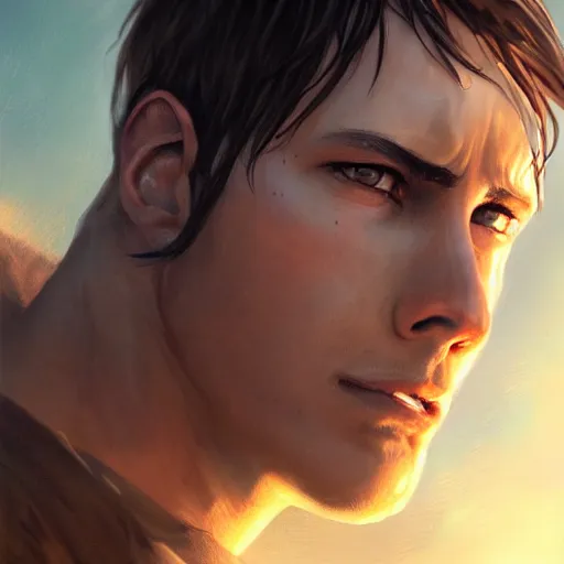 Prompt: hyperrealist eren yeager portrait on a windy desert planet. by daniel f. gerhartz and matt stewart, fantasy, photorealistic, dynamic lighting, bet face, beautiful, perfect factions, trending on artstation, poster, volumetric lighting, very detailed faces, 4 k, award winning