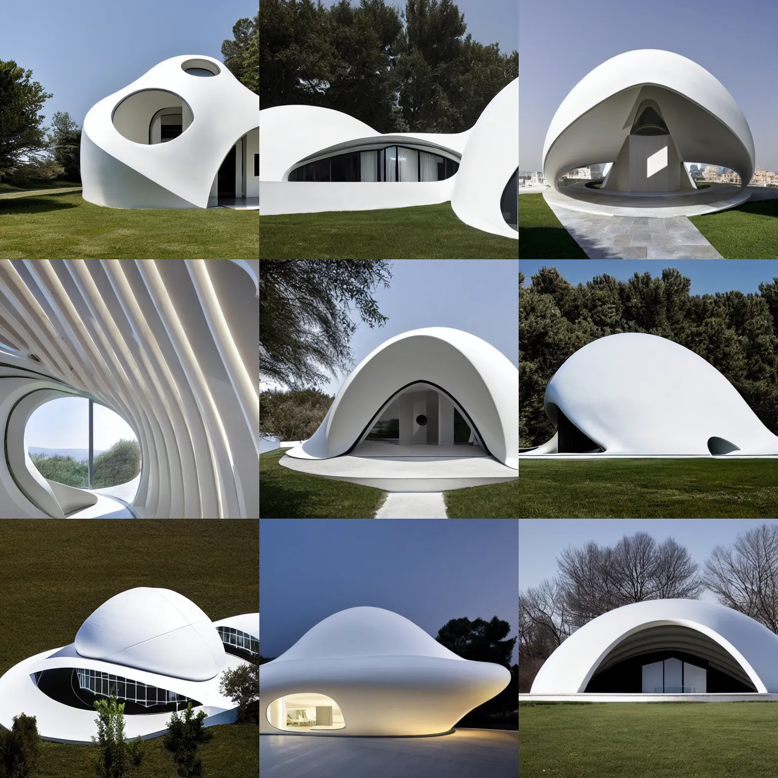 Prompt: dome house by hada hadid and calatrava