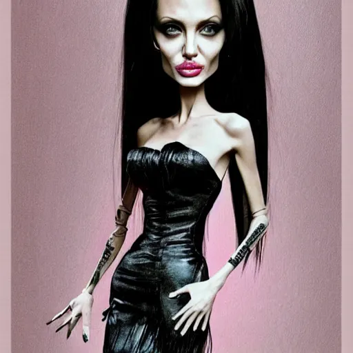 Image similar to beautiful angelina jolie portrait like a monster high doll