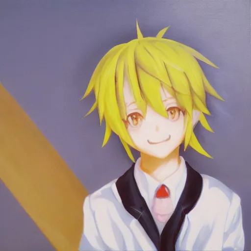 Image similar to oil painting of cute kagamine len, by ixima