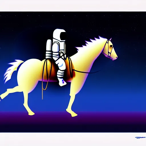 Prompt: an astronaut carrying a heavy backpack in form of horse, concept art, fantasia photo