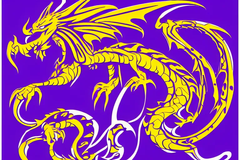 Image similar to a nice beautiful orange and purple vector sticker logo of a dragon, intricate detail