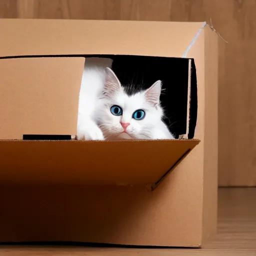 Image similar to kitty hiding under a box