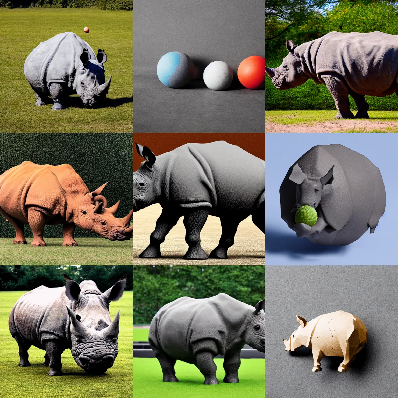 Prompt: ball in the form of a rhinoceros