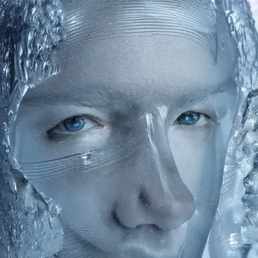 Image similar to see through clear sheet of ice sheet of ice in front of face face face behind ice face behind ice wide eyes