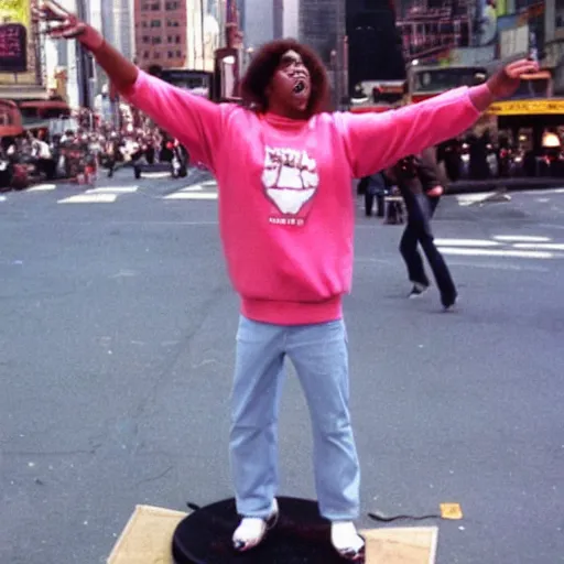 Image similar to patrick star 1980s new york street performer