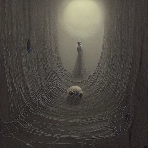 Image similar to spider home dark place by zdzisław beksiński