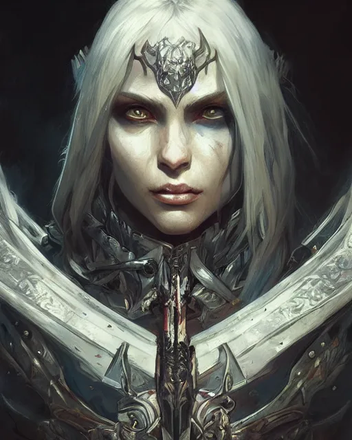 Prompt: portrait of the death knight of the apocalypse, d & d, fantasy, intricate, elegant, highly detailed, digital painting, artstation, concept art, smooth, sharp focus, illustration, art by artgerm and greg rutkowski and alphonse mucha