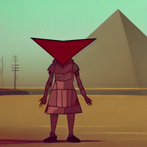 Prompt: pyramid head from silent hill in pixar style, cute colorful adorable, cgi render