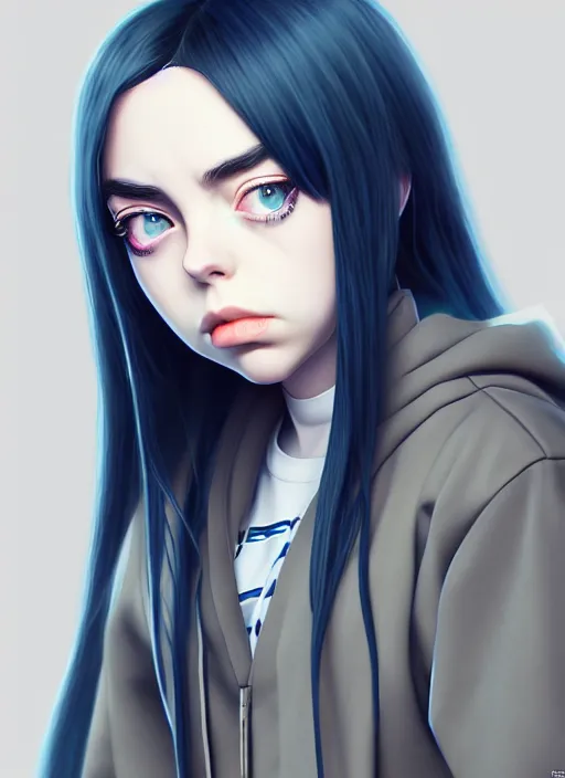 Prompt: a potrait of billie eilish as an anime, fine, realistic, shaded, lighting, ilya, kuvshinov, katsuhiro, artgerm, jeremy, lipkin, michael, garmash, unreal, engine, 5, radiant, light, detailed, intricate, environment