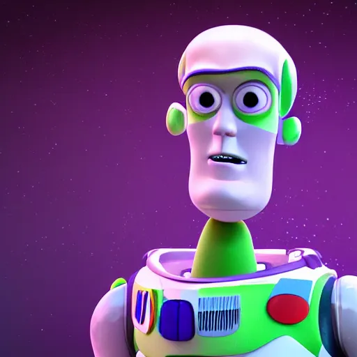 Image similar to donald trump as buzz lightyear full body detailed, ethereal, cyborg biomechanics, covered in blood diamonds and other gems glowing, highly detailed face, evil posed, evil expression, intricate, extremy detailed, beeple, cgsociety, 3 d unreal engine octane render. cinematic lighting, highly detailed 4 k art