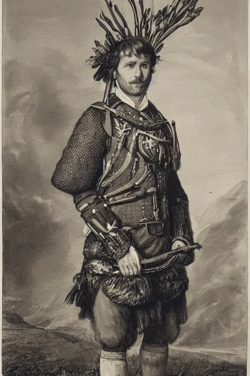 Image similar to a portrait of a Scottish laird wearing a balmoral, art