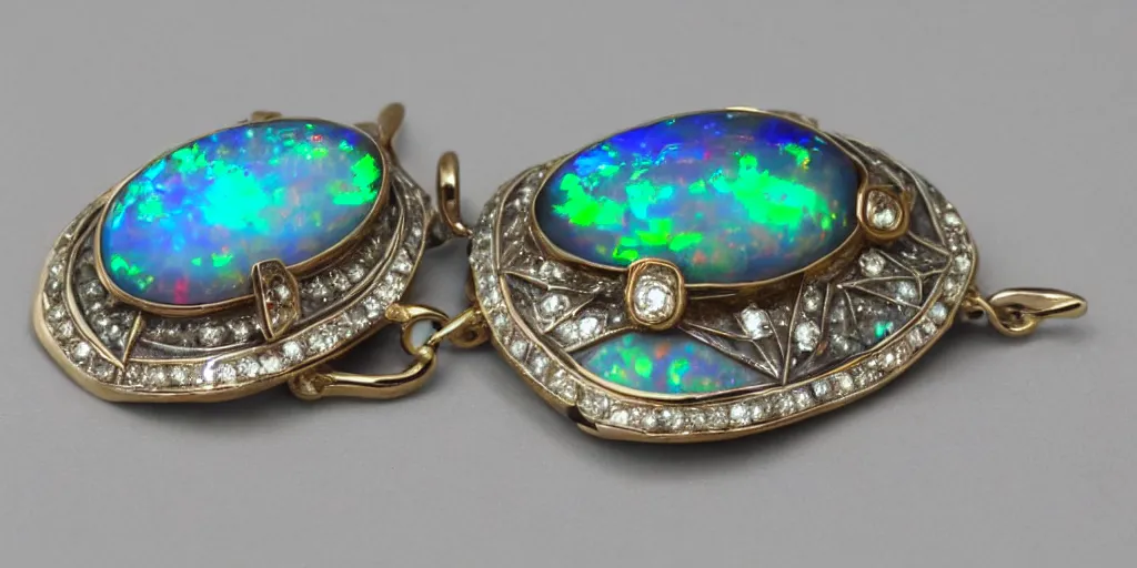 Image similar to jewelry engraved in scarab, opal diamond, art noveau, art deco