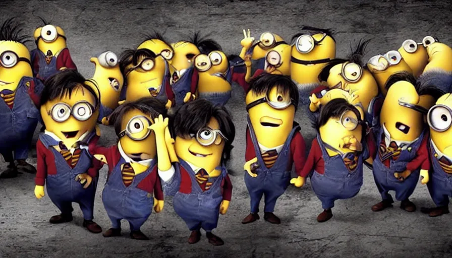 Image similar to Harry Potter!!, Harry Potter!!, ((the minions))