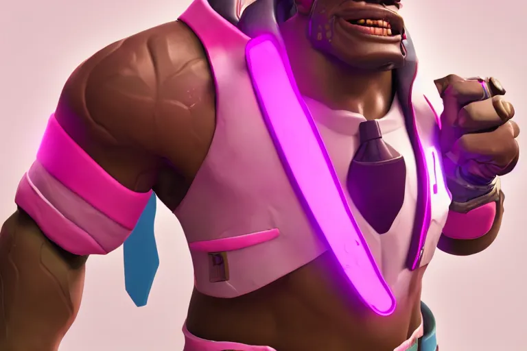 Image similar to doomfist, pink blazer, overwatch game, digital art, high detailed, unreal engine, artstation, 3 d render