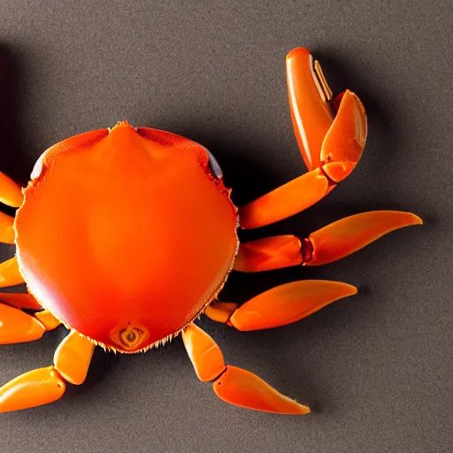 Image similar to “photograph of a crab made out of orange agate, beautiful, hd, highly detailed, 8k”