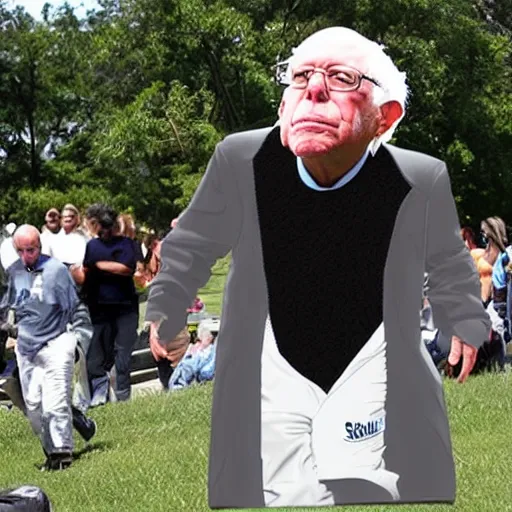 Image similar to bernie sanders wearing a gorilla costume