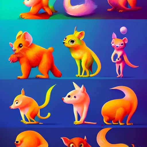 Image similar to cute creatures. bright art masterpiece artstation. 8k, sharp high quality illustration in style of Jose Daniel Cabrera Pena and Leonid Kozienko, magical colored theme, concept art by Tooth Wu,