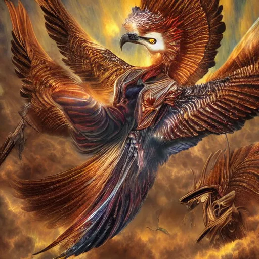 Image similar to fantasy art hyper realistic ai created interesting bizarre subconscious of a flying hawk hunting with fractal vignette edge fantastic art award winning best ultra detailed magnificent