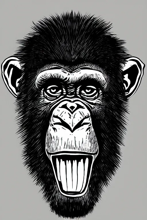 Image similar to angry chimpanzee, manga art style