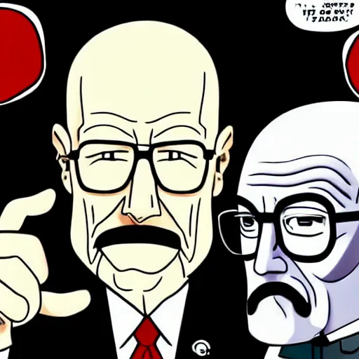 Image similar to Walter White fighting Barack Obama, epic anime style