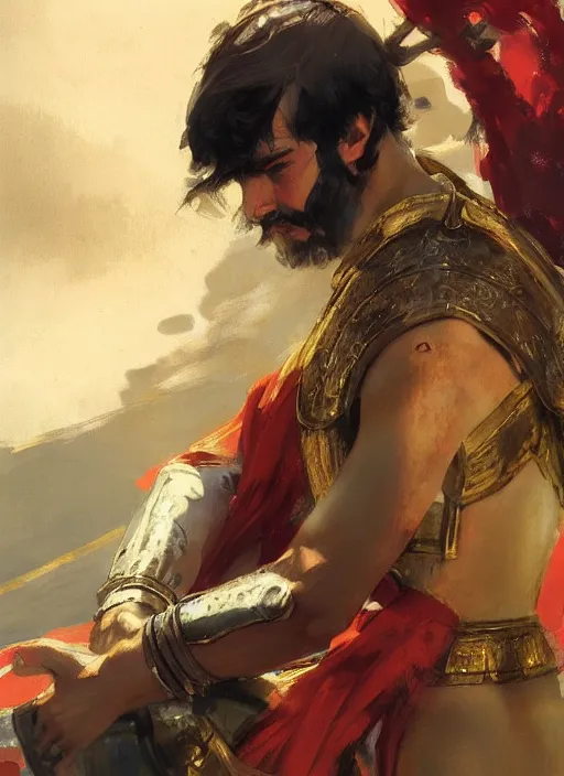 Image similar to close up concept art of an ancient greek general, by ilya kuvshinov, by thomas lawrence, by bayard wu