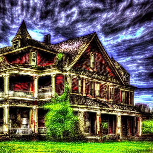 Prompt: Haunted House in the style of Alex Grey Cosm HDR