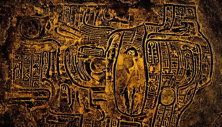 Image similar to h. r. giger hieroglyphs, sorrow intense likely, gold plated, sense of decay given, throw into the abyssal despair, various refining techniques, micro macro auto focus, top photography photo art gallery, realistic photo, insane detail