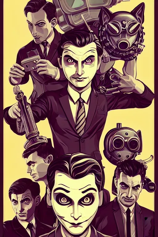 Prompt: the wolfs squad, pop art, pixel, bioshock art style, gta chinatown art style, face features, body features, ultra realistic art, digital painting, concept art, smooth, sharp focus, illustration, intricate, without duplication, elegant, confident posse, art by artgerm and richard hamilton and mimmo rottela, kirokaze and paul robertson