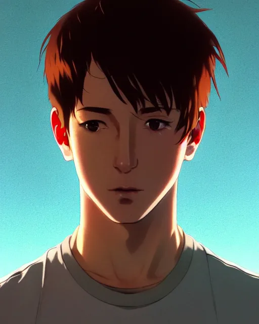 Image similar to portrait Anime as Michael Sera actor guy cute-fine-face, brown-red-hair pretty face, realistic shaded Perfect face, fine details. Anime. realistic shaded lighting by Ilya Kuvshinov katsuhiro otomo ghost-in-the-shell, magali villeneuve, artgerm, rutkowski, WLOP Jeremy Lipkin and Giuseppe Dangelico Pino and Michael Garmash and Rob Rey