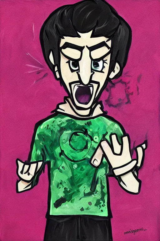 Image similar to Sean McLoughlin, jacksepticeye, irish youtuber, solo portrait, yelling really loud 🎨🖌️