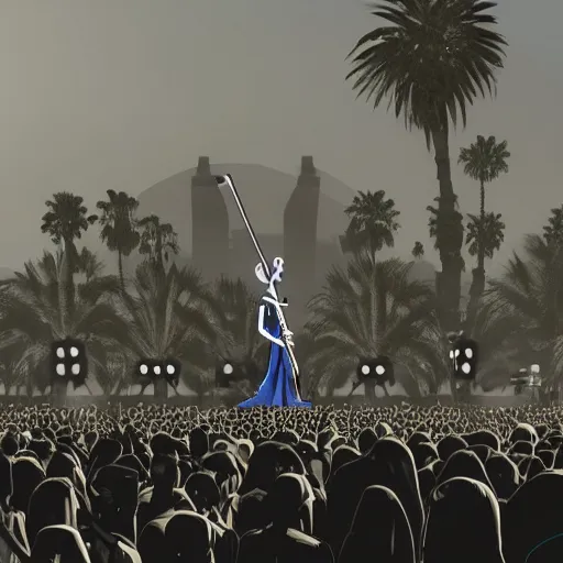 Prompt: the grim reaper playing live at coachella, live on stage, photorealism,