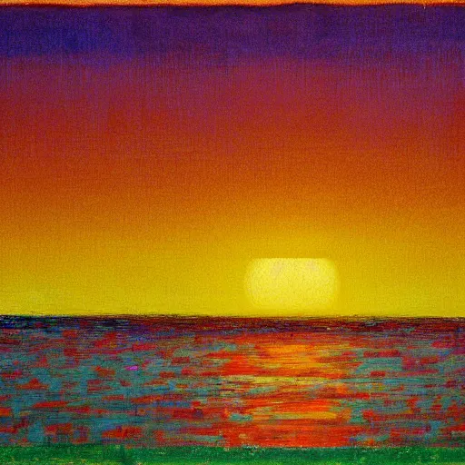 Image similar to an abstract sunset, 8 k, photorealistic, very detailed, by peter doig